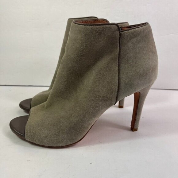 JOIE Booties Womens 39 US 8 Gray Suede Open Peep Toe Ankle Stiletto Side Zip - Picture 3 of 14